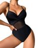 Maillot de bain une pièce pour femme, maillot de bain conservateur à bretelles en maille_voghion.com