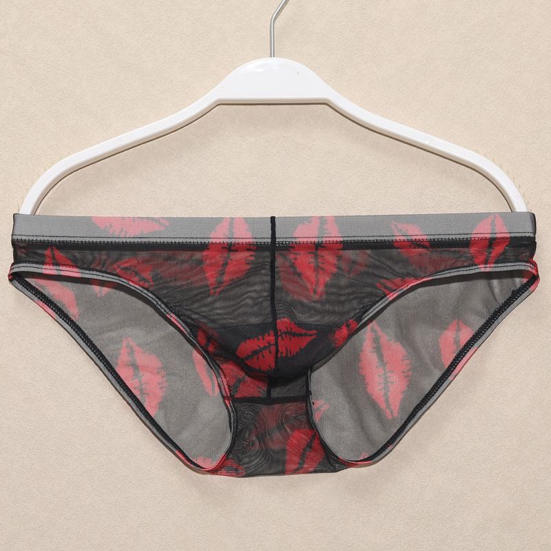 2025d New Men's Mesh Breathable Underwear Briefs Sexy Low Waist Printed Trendy_voghion.com