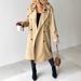 Klassischer Khaki-Trenchcoat für Damen mit Gürtel – Langer Mantel in schmaler Passform für Büro und Freizeit_voghion.com