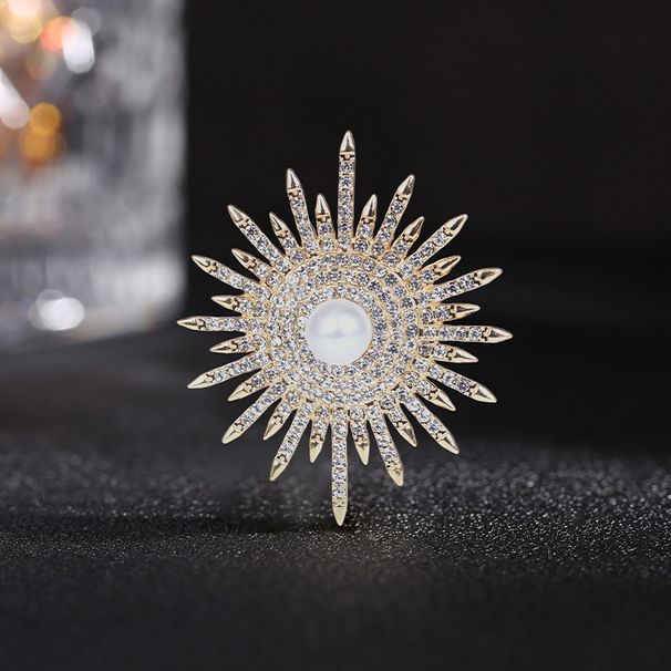 Pearl brooch for women, sunflower pin, corsage, temperament, versatile, light luxury, niche design, collar pin, suit coat accessories_voghion.com