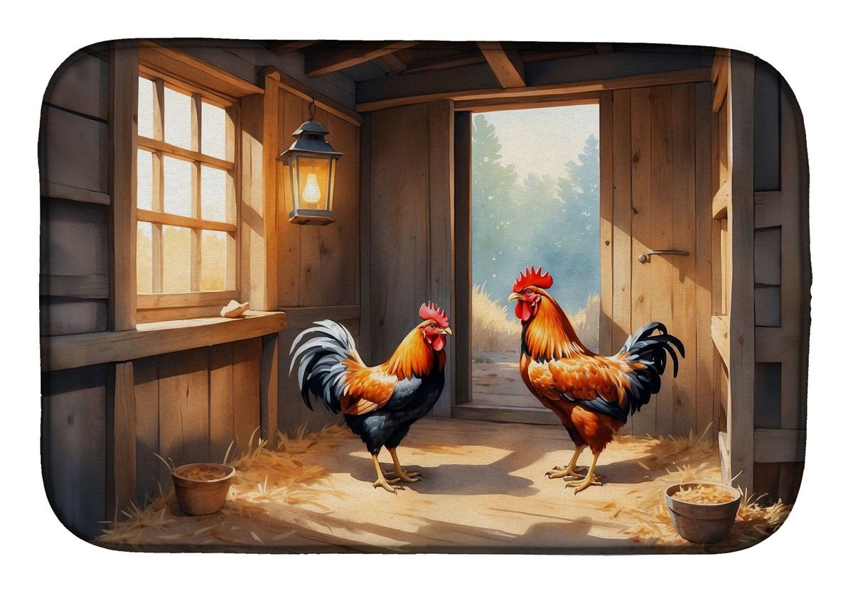 Chickens In The Coop Dish Drying Mat Absorbent Dish Drying Mat Pad For Kitchen Counter Dish Drainer Mat For Countertop, 14 X 21", Multicolor_voghion.com