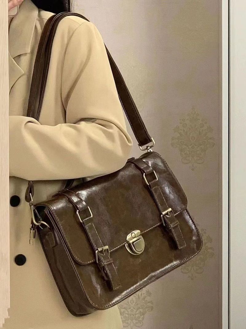 Postman artificial leather autumn and winter jk uniform leisure class bag, commuting briefcase, slanted pure_voghion.com