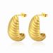 Cross-Border European And American Gold High-End Threaded Light Style Women's Stainless Steel Spiral Trendy Earrings_voghion.com