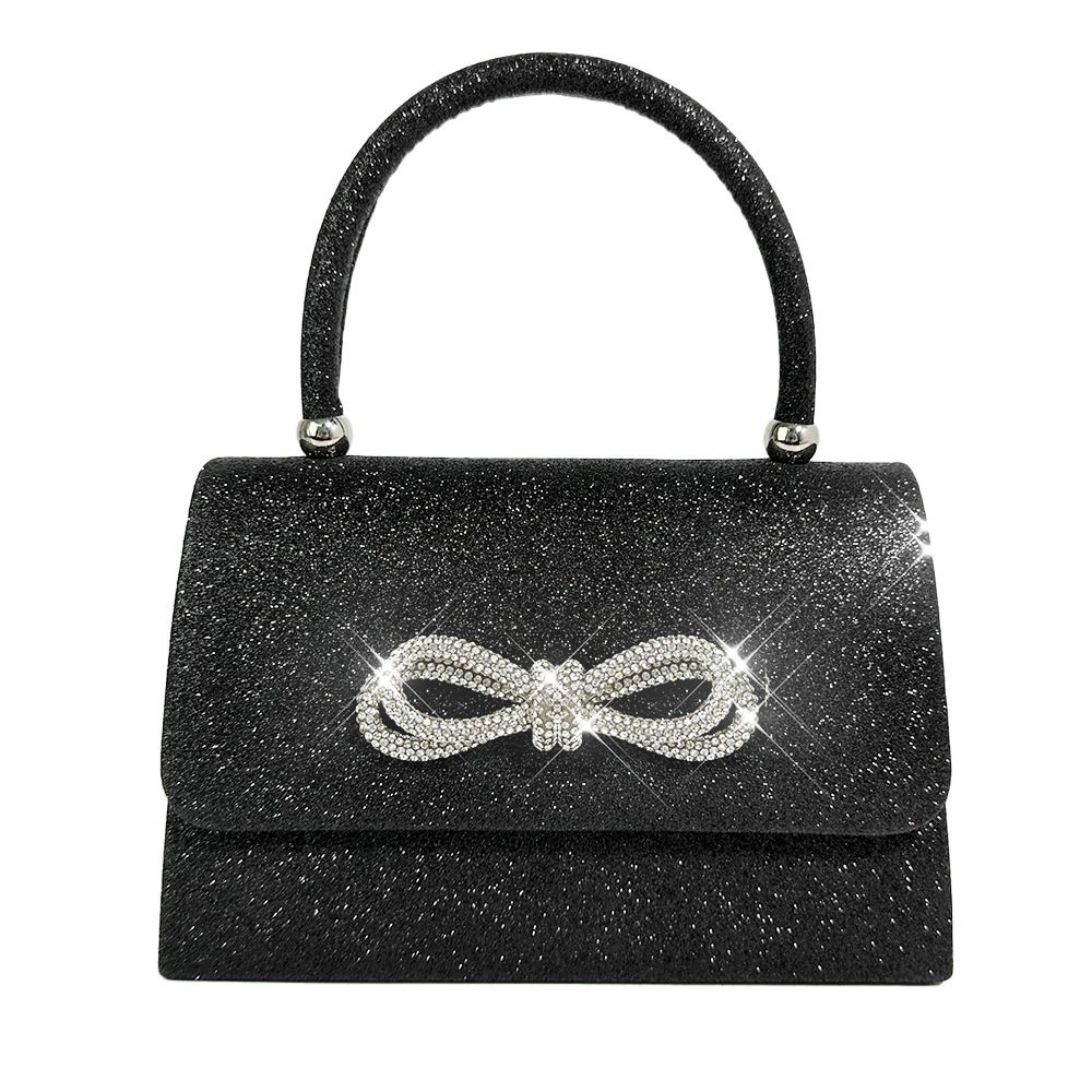 Sac de soirée brillant avec nœud en strass, sac à main scintillant, sac de niche décontracté_voghion.com