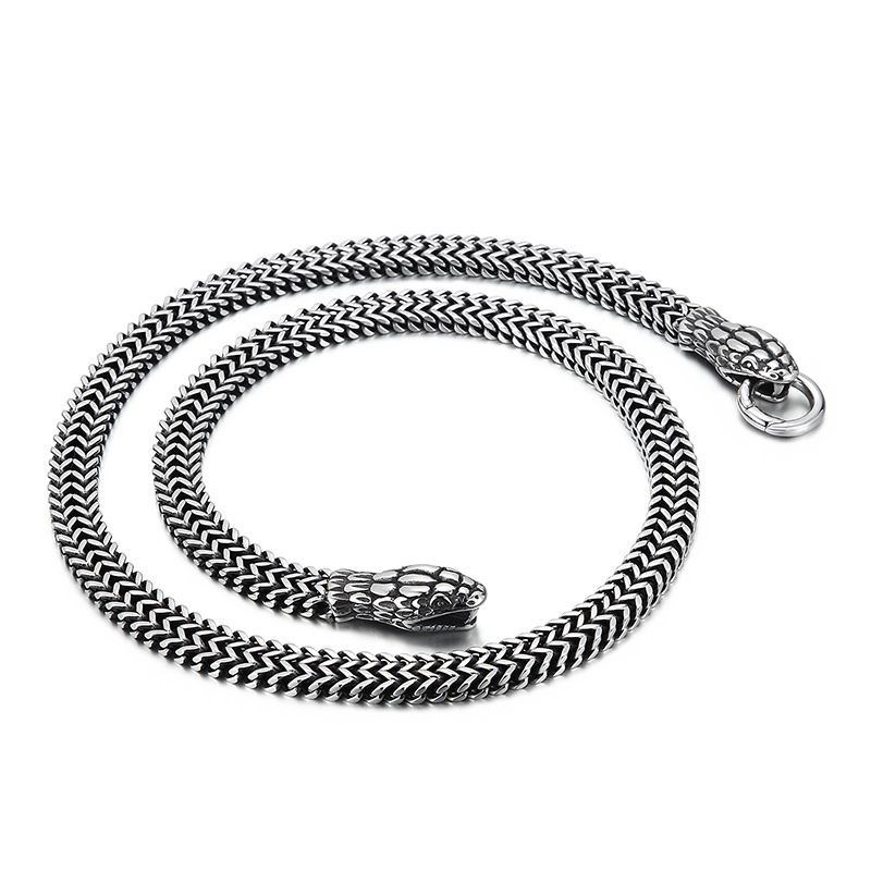 Herrenschmuck Modeschmuck Retro Alte Persönlichkeit Dominierende Schlange Titan Stahl Herren Halskette_voghion.com