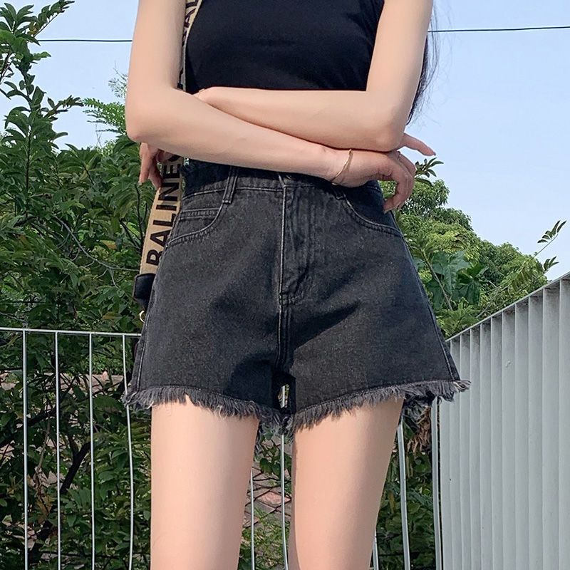 Denim shorts women with high waist, summer 2024 new super and slimming look, loose A-line wide leg hot pants for_voghion.com