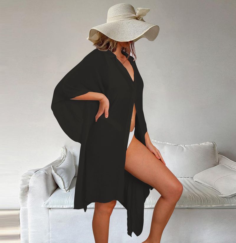 Strand-Cardigan aus Bambus-Baumwolle für Damen – Locker sitzende Sonnenschutzbluse für Badeanzüge und Bikinis, Urlaubskleidung_voghion.com