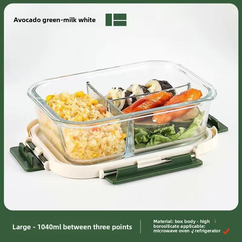 High Borosilicate Glass Storage Container Microwave Food Grade Refrigerator Safe Large Capacity Salad Fruit_voghion.com