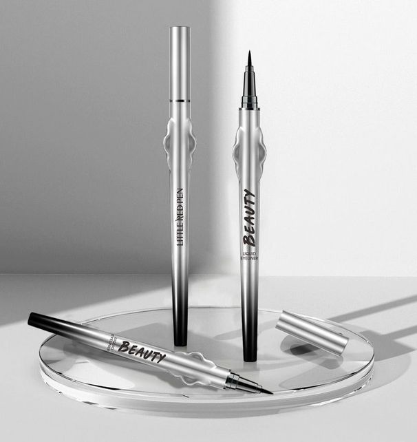 Lidschatten- und Liner-Kombination, schwarzer flüssiger Eyeliner-Stift für die Augen, natürlich, wischfest, schnelltrocknend, wasserfest und schweißfest_voghion.com