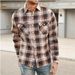Men’s Flannel Plaid Shirt – Soft Brushed Polyester Long Sleeve Casual Button-Up (Red/Navy/Orange)_voghion.com