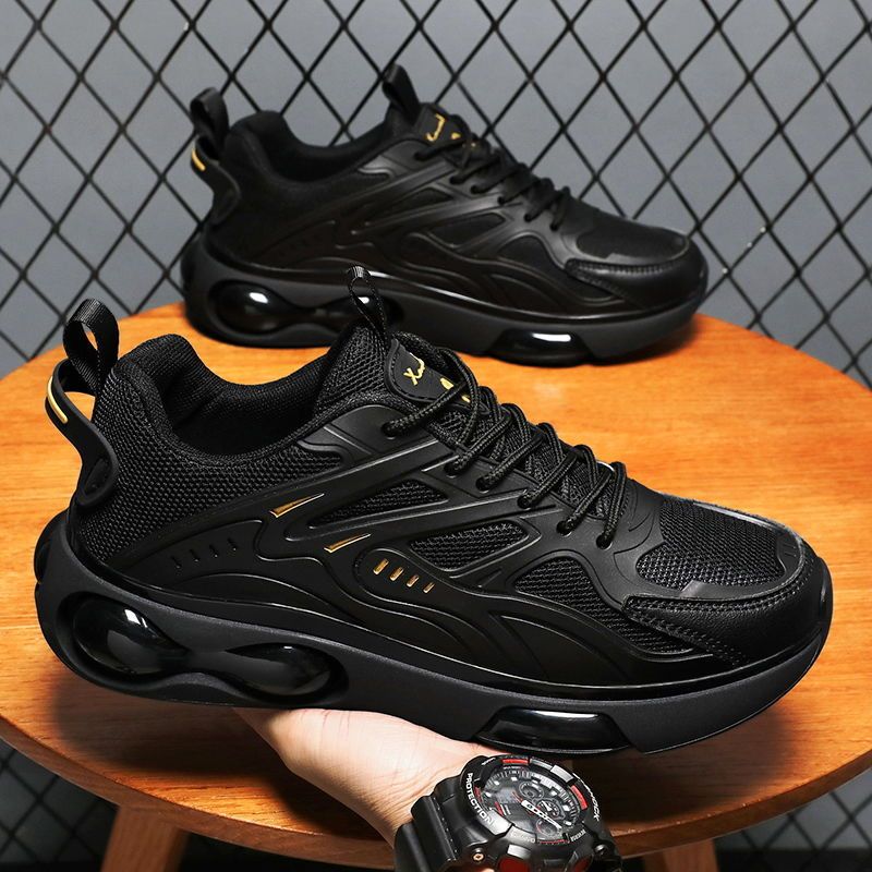 2024 Autumn New Sports And Casual Men's Shoes Soft Sole Versatile Running Shoes Black Work Training Shoes Work Shoes_voghion.com