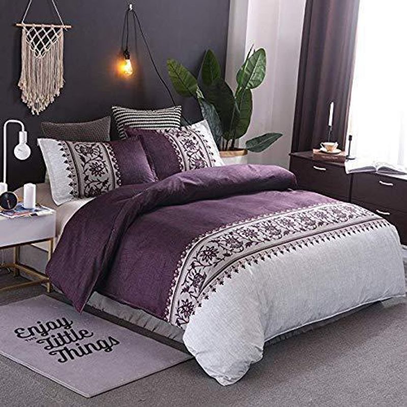 Soft Fiber Solid Color European Pattern Quilt Cover Duvet Cover Mediterranean Simple Light Luxury Three Piece Set Ethnic Style Bedding Set_voghion.com