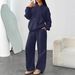 Completo con felpa oversize in pile e pantaloni jogger a gamba larga – Y2K Streetwear Loungewear (nero/bianco/beige, S-XXXL)_voghion.com