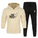 Herren Fleece-Sweatshirt Zweiteiliges Freizeit-Sport-Set Tide Kapuzenpullover Bedruckte Jogginghose_voghion.com