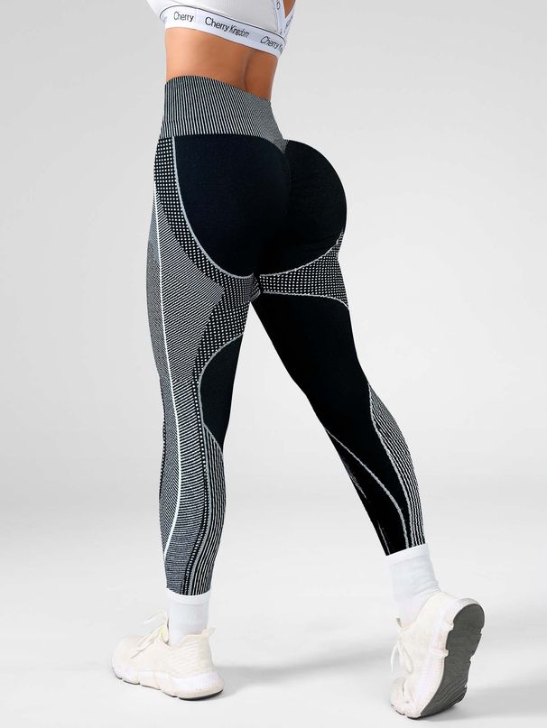Seamless New High-Waist Tummy Control Butt-Lifting Fitness Leggings Quick-Dry Running Sports Cycling Striped Color-Block_voghion.com