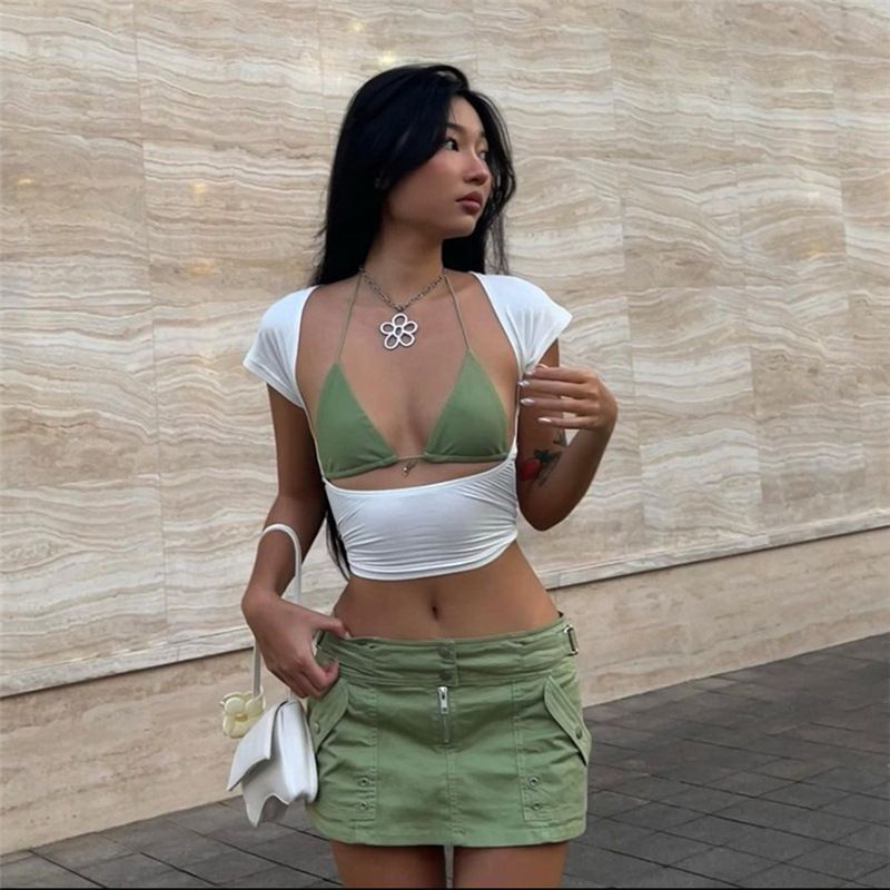 Women's Clothing Spring And Summer New Solid Color Slim Fashion Round Neck Sexy Backless T Shirt Female_voghion.com