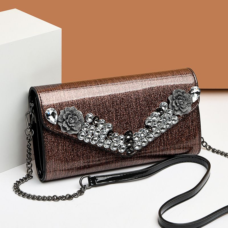 Borsa da donna Borsa a tracolla Borsa a tracolla Autunno e inverno Temperamento Diamante Borsa a tracolla di alta qualità Borsa alla moda versatile Borsa a tracolla in pelle verniciata_voghion.com