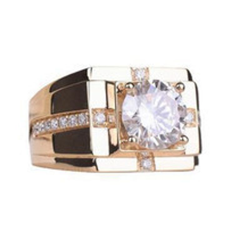Anello da uomo con diamanti simulati classici, pietra ad alto tenore di carbonio placcata con stile dominante, fede nuziale_voghion.com