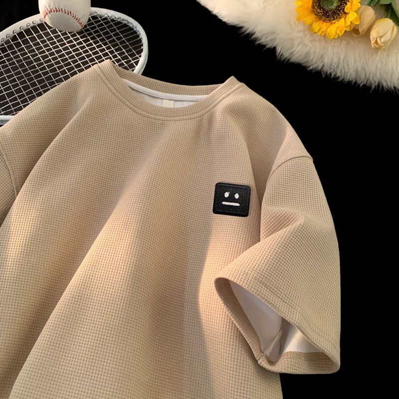 TC01 * P22 Waffle Men's Summer Short Loose Size T-shirt Trendy Brand Half sleeved Clothes for Men_voghion.com