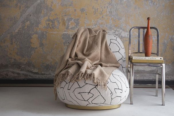 Aksu Brighton Collection Waffle TV Blanket 130x170 Beige_voghion.com