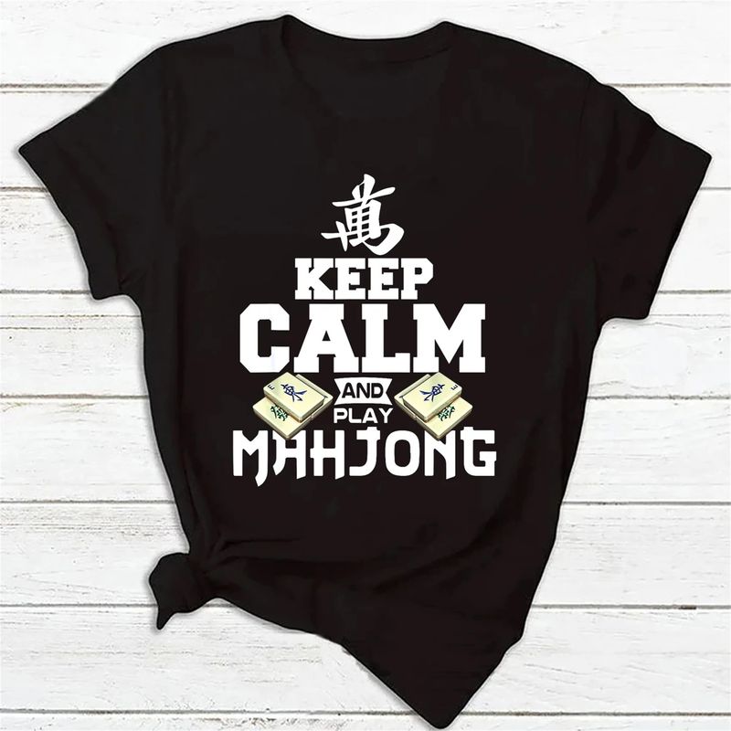 Keep Calm And Play Mahjong T-Shirt Women Street Trend Harajuku Summer New T Shirt Femminile Tees Casual O-Neck Short Sleeve Tops._voghion.com