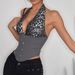 Deep V Corset Bustier Top – Sexy Strapless Lace-Up Vest With Leopard Print Trim, S/M/L, Black/Grey/Burgundy_voghion.com
