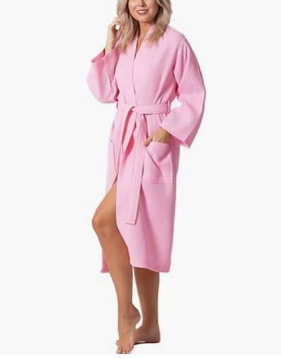 Waffle Soft Knit Lightweight Kimono Bathrobe Women's Soft_voghion.com