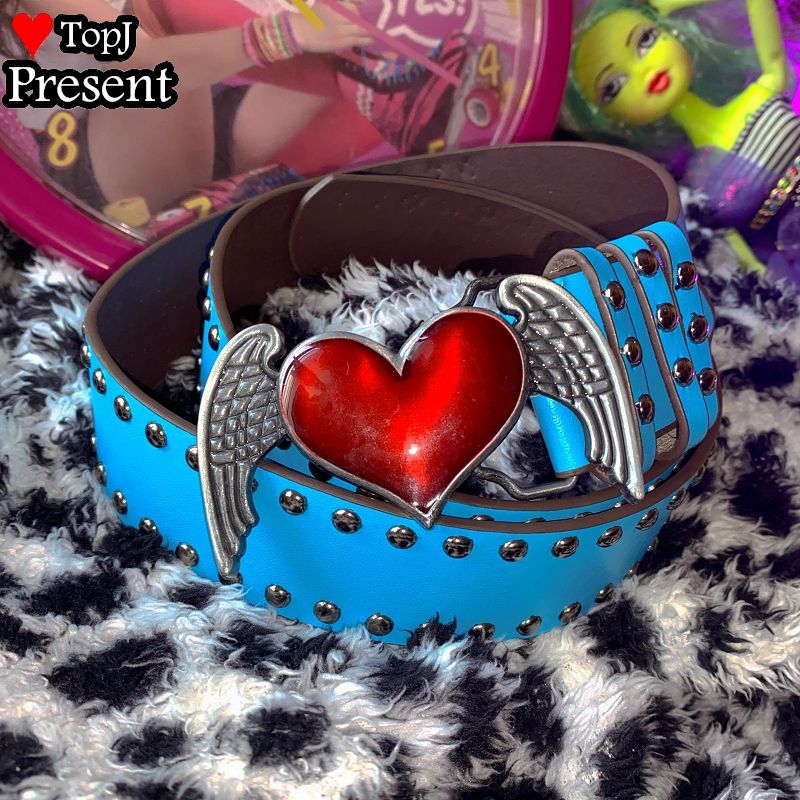 Karstas sievietes saldās Cosplay konfekšu krāsas Y2K Tuku spice girls gotiskā Lolita Punk kniedes galvaskausa josta sirds jostas gumijas aprīkojums_voghion.com