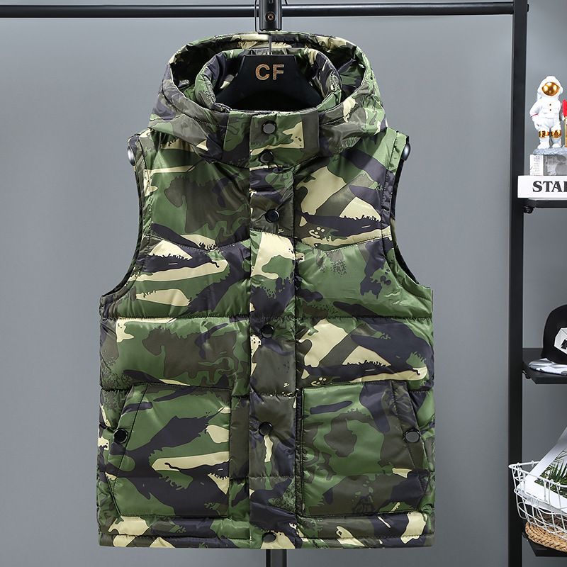 Camouflage Vest For Teenagers And Students, Down Cotton Vest, Trendy Versatile Couple's Jacket, Men's Sleeveless Jacket_voghion.com