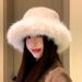 Hochwertiger, flauschiger Bucket Hat aus Kunstpelz in Nerzoptik für Damen, eleganter Stil, große Kopfgröße, kuscheliger Plüschhut für den Winter, warmer Pullover_voghion.com