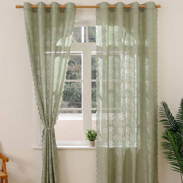 French Floral Lace Voile Curtains - Beige Light Filtering Sheer Drapes For Bedroom & Living Room (130x160/214/241cm)_voghion.com