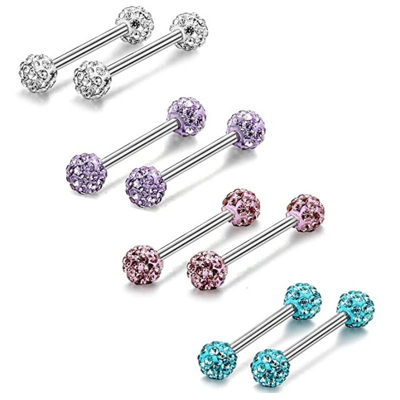 5mm pallo Diamond Ball kielen kynsi kielen sormus Naisten nännisormus nännin kynsien lävistyskorut_voghion.com