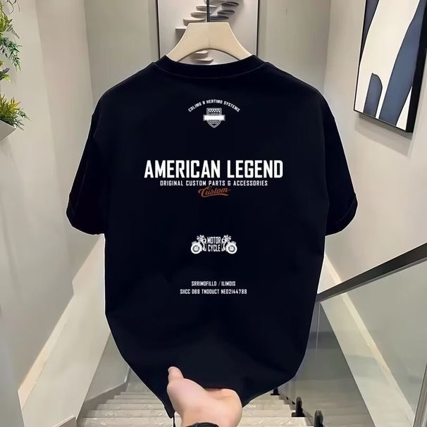 Men's Clothing 2025 High End And Niche Round Neck Light Luxury Men's Short Sleeved Pure Cotton Fashion Label Printed Youth T-shirt Trend_voghion.com