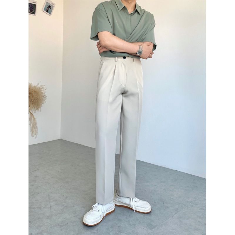 Korean Version Of Trendy Casual Trousers Men's Drape Suit Pants Wide-leg Pants Spring And Summer Boys Loose Straight Trousers_voghion.com