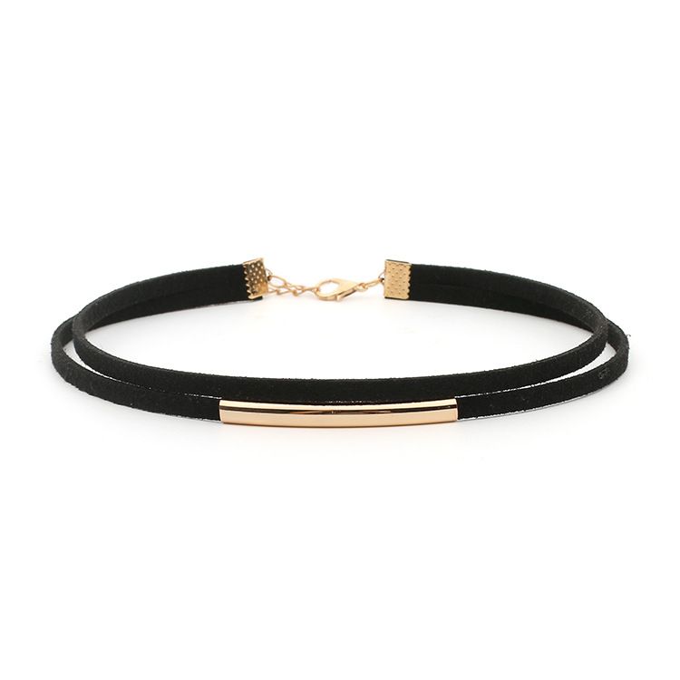 Collana girocollo a doppio strato con catena in velluto coreano multistrato, gioiello punk nero gotico_voghion.com