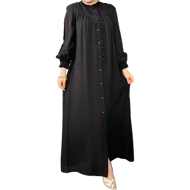 Cardigan à manches de couleur unie pour femmes du moyen-orient, vêtements amples à la mode, nouvelle collection_voghion.com