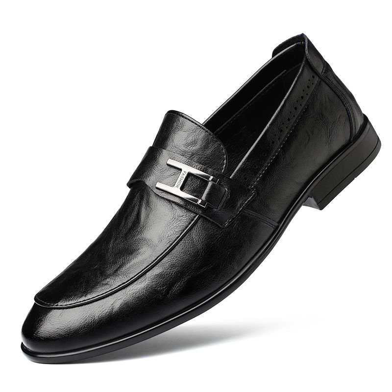 İlkbahar/Yaz Moda Trendi İngiliz Rahat Küçük Deri İş Elbisesi Eklemeli Metal Tokalı Erkek Ayakkabıları_voghion.com