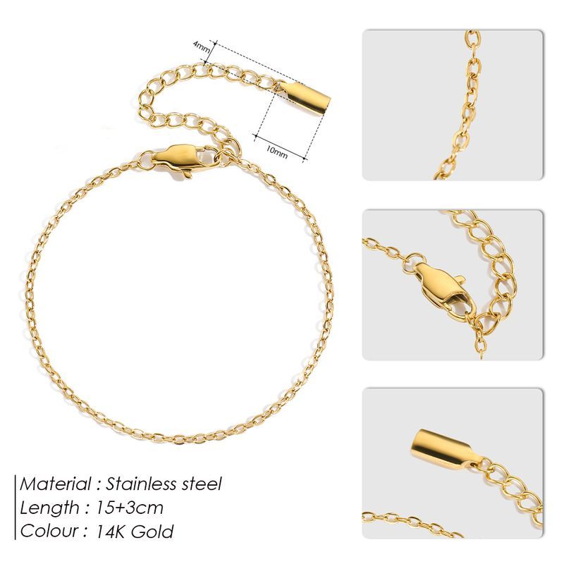 Lässiger, einfacher, klassischer Stil, einfarbig, 304 Edelstahl, 14 Karat vergoldete Armbänder in loser Schüttung_voghion.com