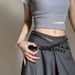 Punk Cowboy Style Double Loop For Women 2025 New Ultra Long Thin Casual Versatile Rivet Belt Waist Cincher Trendy_voghion.com