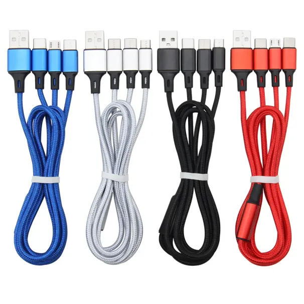 1,2 m 3 in 1 geflochtenes Nylon-Multi-USB-Schnellladekabel Micro-USB Typ C für Xiaomi Samsung Android-Telefon-Ladekabel_voghion.com