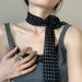 Sciarpa a nastro con motivo a onde lunghe in seta di alta qualità da donna, 2025, nuova rosa, versatile, collo, nero_voghion.com