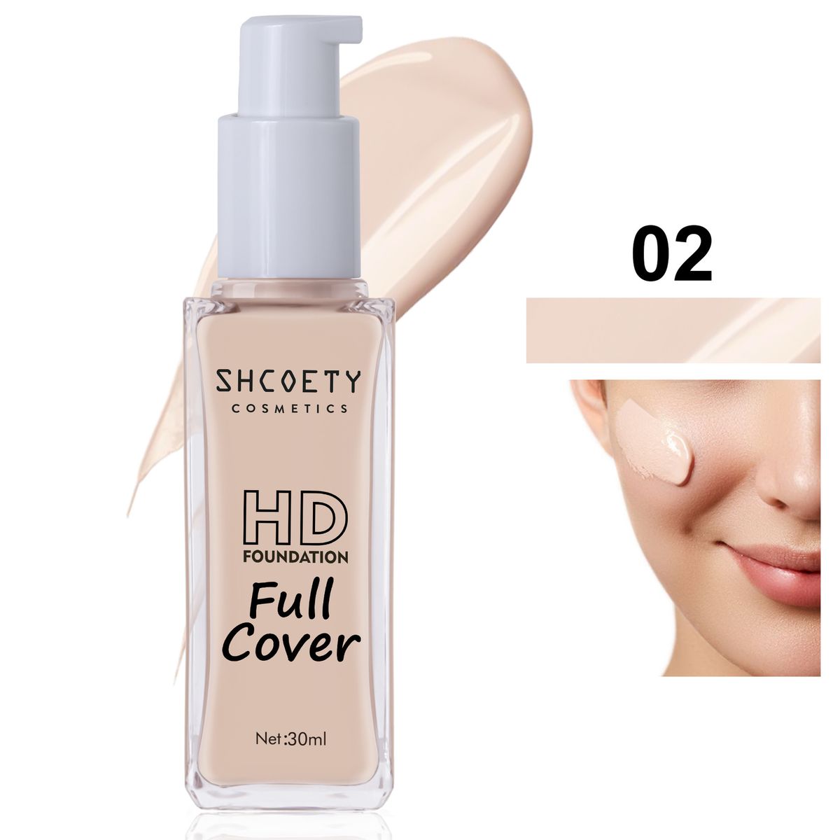 Face Foundation SHCOETY Moisturizing Concealer Oil Control Liquid Foundation Is Easy To Color Without Fading, Long Lasting Nude Makeup, Clear BB Cream_voghion.com
