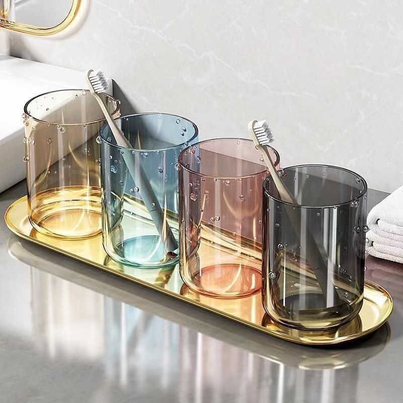 Household And Toothpaste Holder Organizer Detachable Washable Toothbrush Cup Wall-Mounted No-Drill Rack_voghion.com