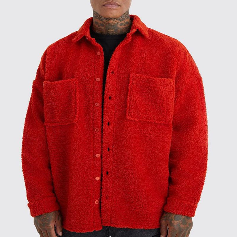 Herren Strickjacke mit lockerem Knopfrevers und einfarbiger Strickjacke aus Fleece_voghion.com