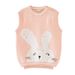 Baumwoll-Pulloverweste für Mutter und Kind, weiche Baumwoll-Kinder-Pulloverweste mit süßem Häschen-Design, Strickjacke für Frühling, Herbst und Winter (80–140 cm, Rosa)_voghion.com