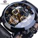 Orologio meccanico automatico da uomo alla moda con tourbillon, quadrante grande, cinturino in vera pelle, fibbia in acciaio inossidabile, vetro in cristallo minerale._voghion.com
