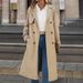 Langer Trenchcoat für Damen mit Gürtel – Fleecegefüttert, zweireihig, elegant und bequem für Herbst und Winter (XS-XXL)_voghion.com