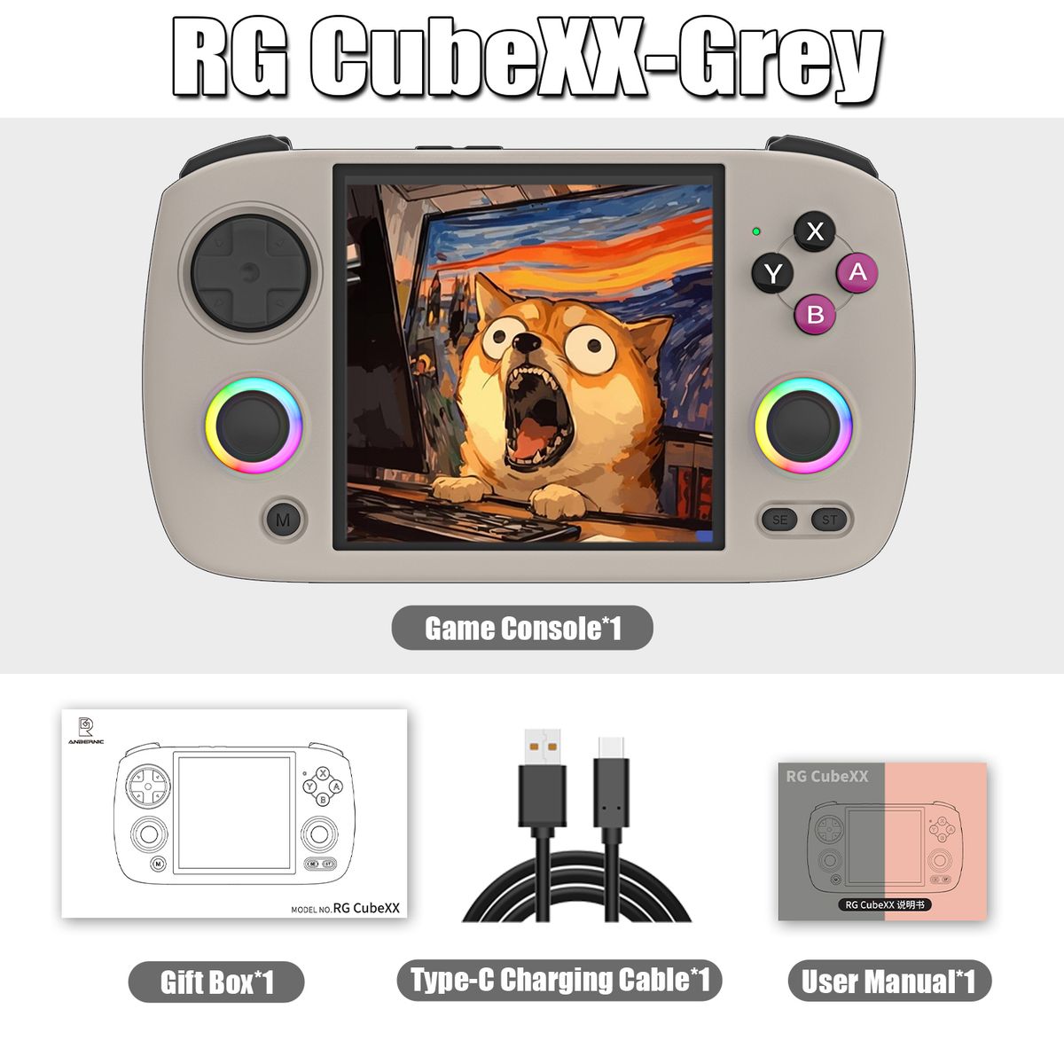 Console di gioco portatile retrò Anbernic RG CubeXX con schermo IPS da 3,95 pollici, sistema Linux, scheda TF da 64 GB integrata, supporto per 5056 giochi_voghion.com