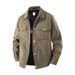 Slim Fit Cordjacke für Herren für den Herbst, lässiger Umlegekragenmantel für Jugendliche und junge Erwachsene, leichte Oberbekleidung mit mehreren Taschen_voghion.com
