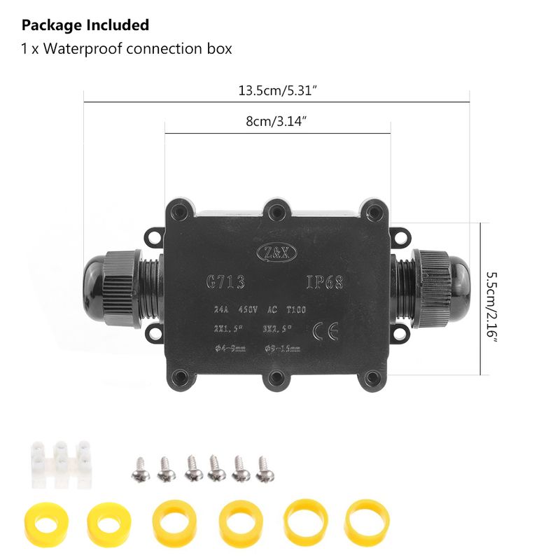 2/3/4/5/6 Way IP68 Waterproof Junction Box Electrical Enclosure Block Cable Connecting Line Protection Wire Black Junction Box_voghion.com